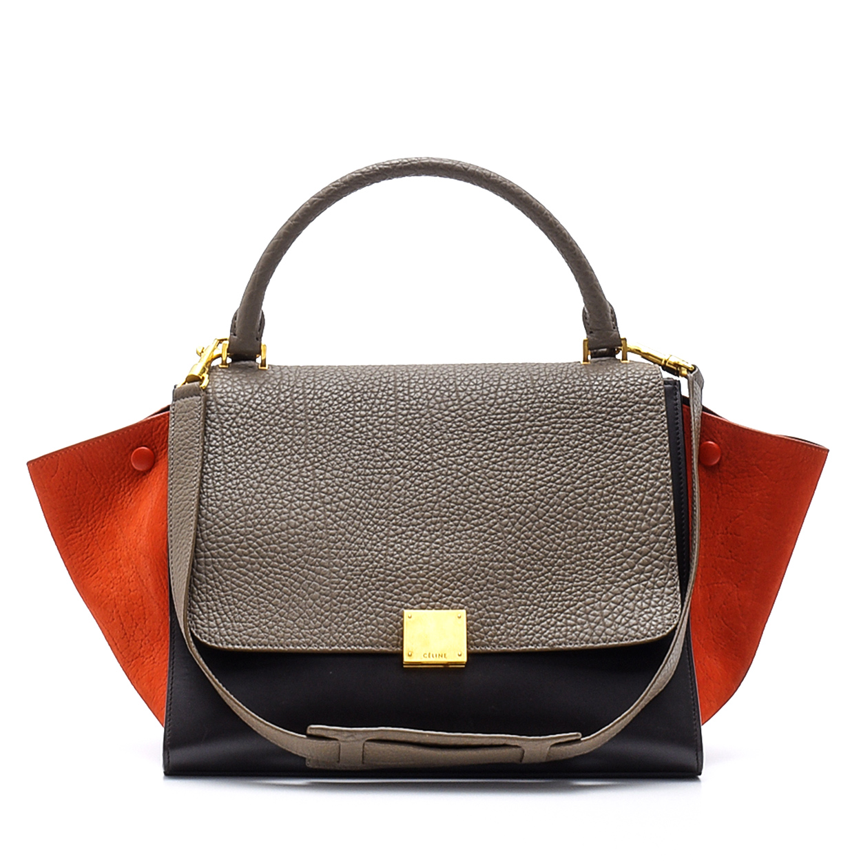 Celine - Tricolor Leather and Suede Medium  Trapeze Bag